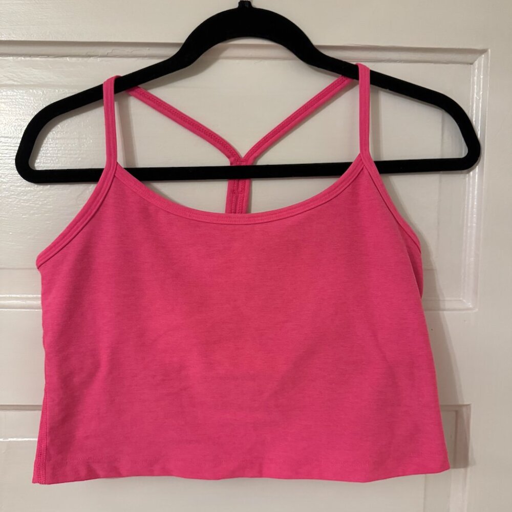 Beyond Yoga, Spacedye Slim Racerback Cropped Tank, Large, hot pink